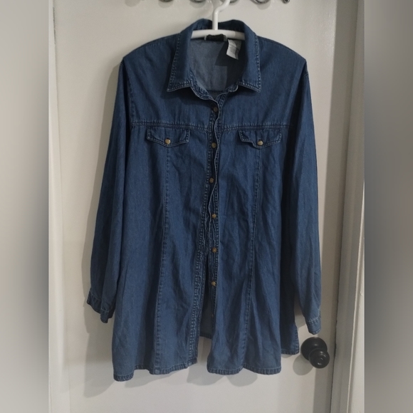 Oh! Mamma Tops - Women Jeans button down shirt